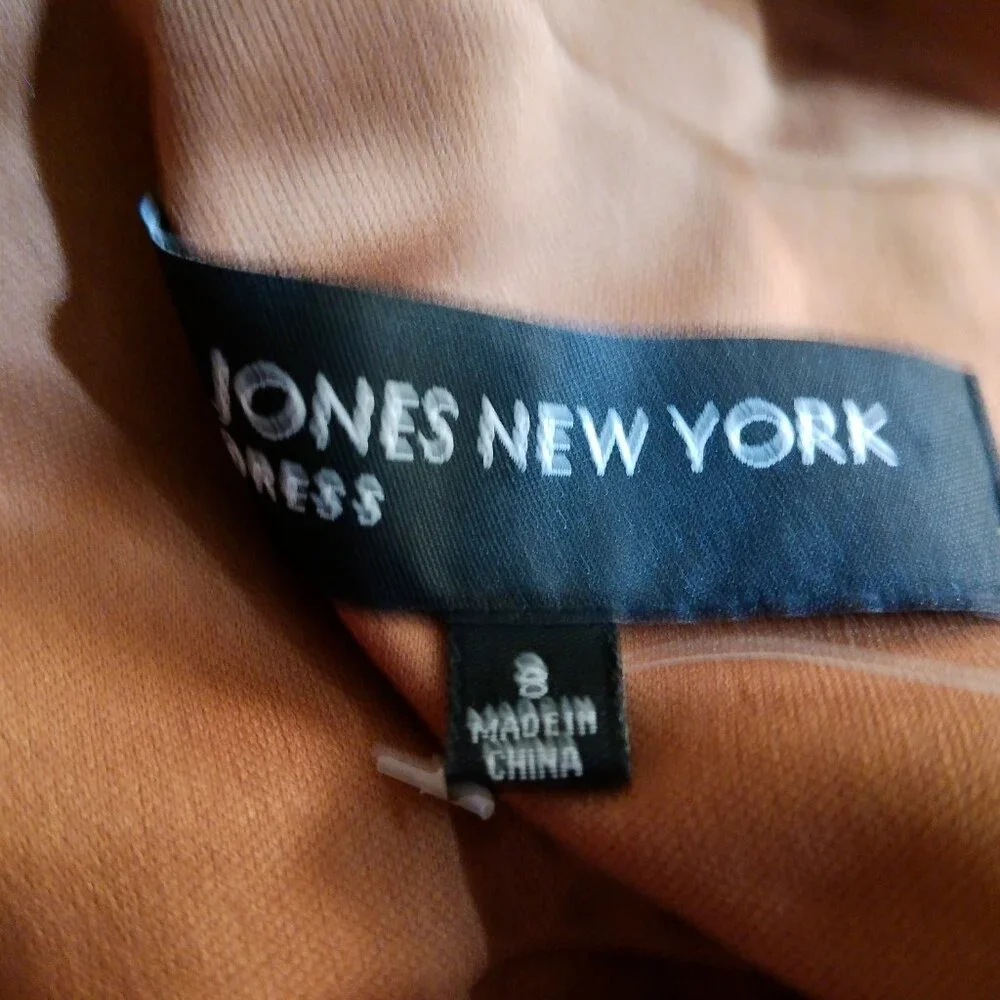 VINTAGE JONES NEWYORK BROWN SATIN DRESS SIZE 8 - Picture 7 of 7